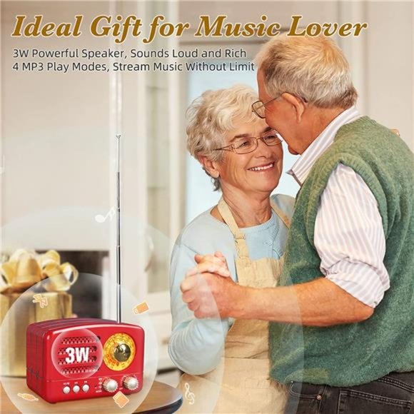 Portable Transistor Radio AM FM Small Retro Vintage Radio with Bluetooth - Picture 6 of 6